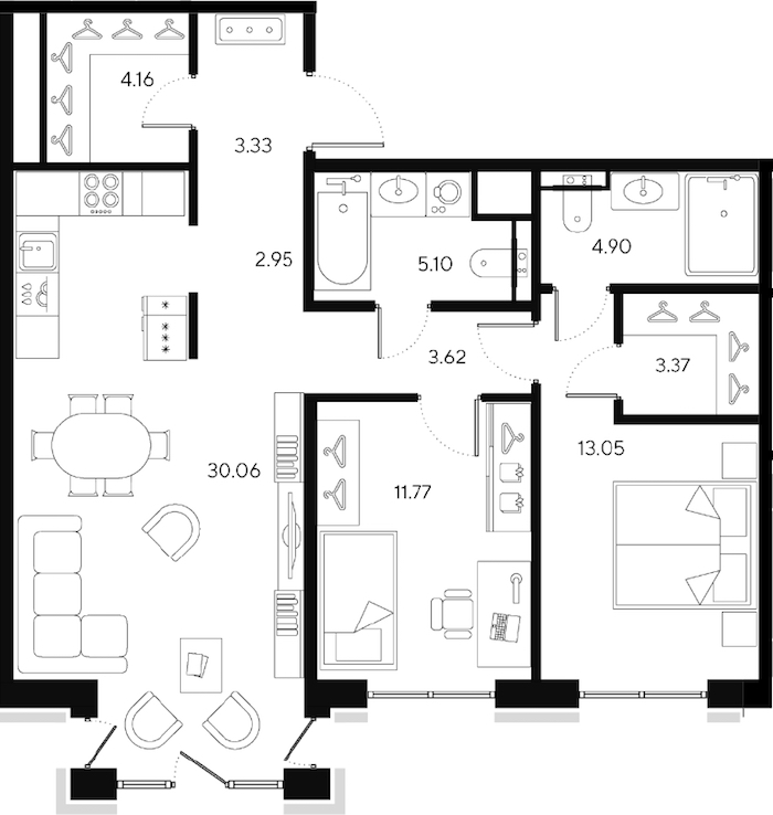 2-комнатная квартира 82.31 м², 7/9 эт., ЖК «LEGENDA Большой 67»